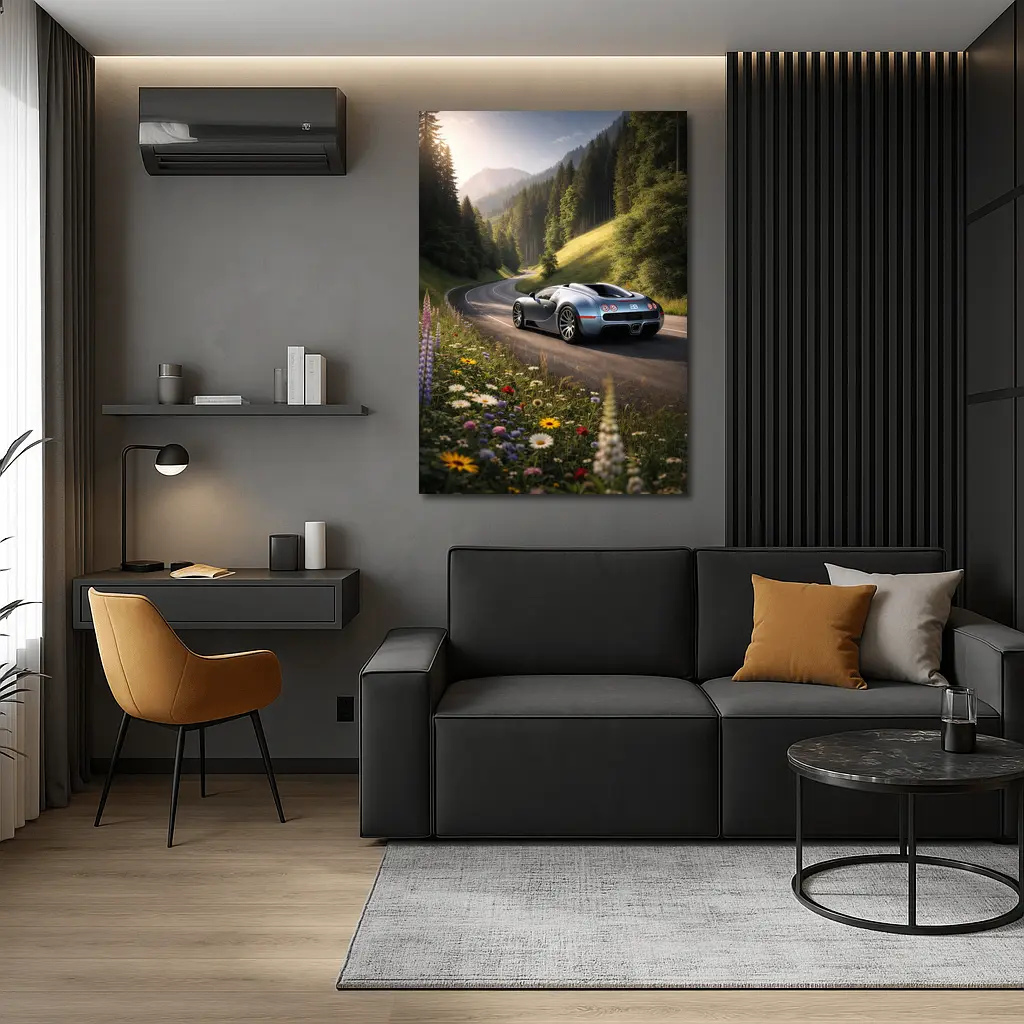 Bugatti Veyron on Winding Mountain Road – Wall Art