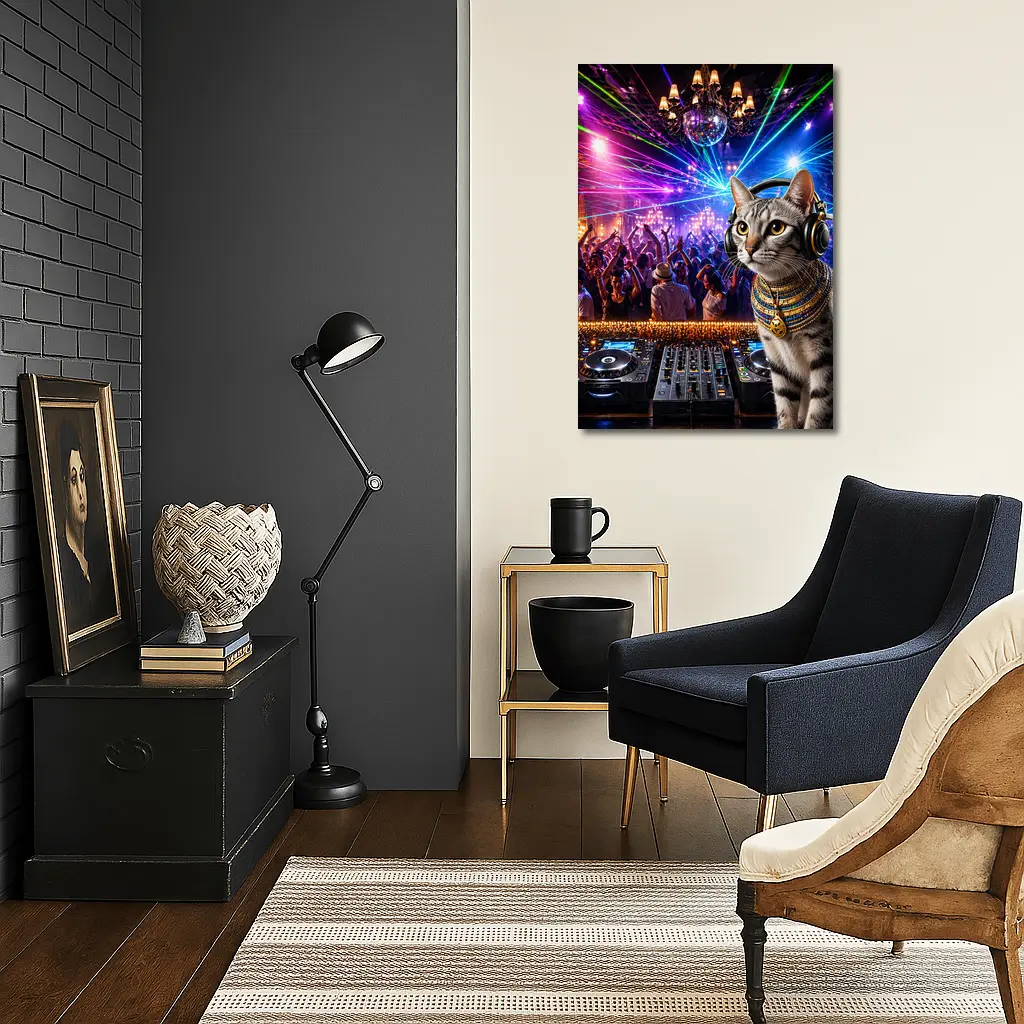 Egyptian Mau DJ Cat Nightclub Party – Wall Art