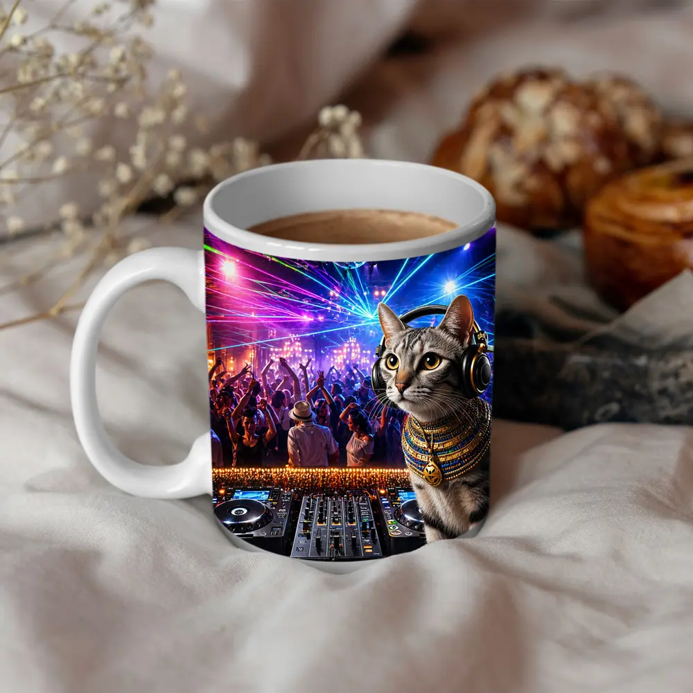 Egyptian Mau DJ Cat Nightclub Party – Mugs