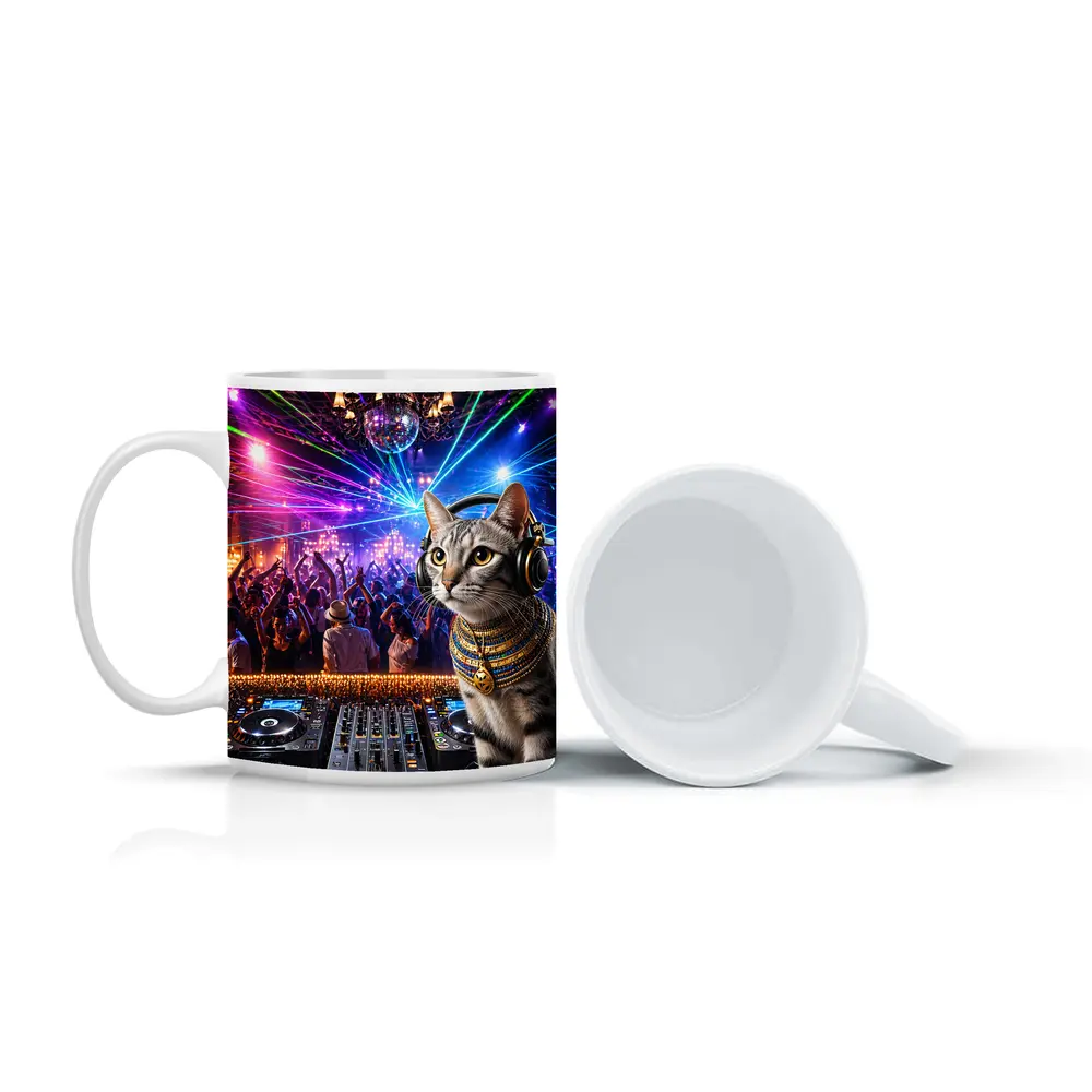 Egyptian Mau DJ Cat Nightclub Party – Mugs