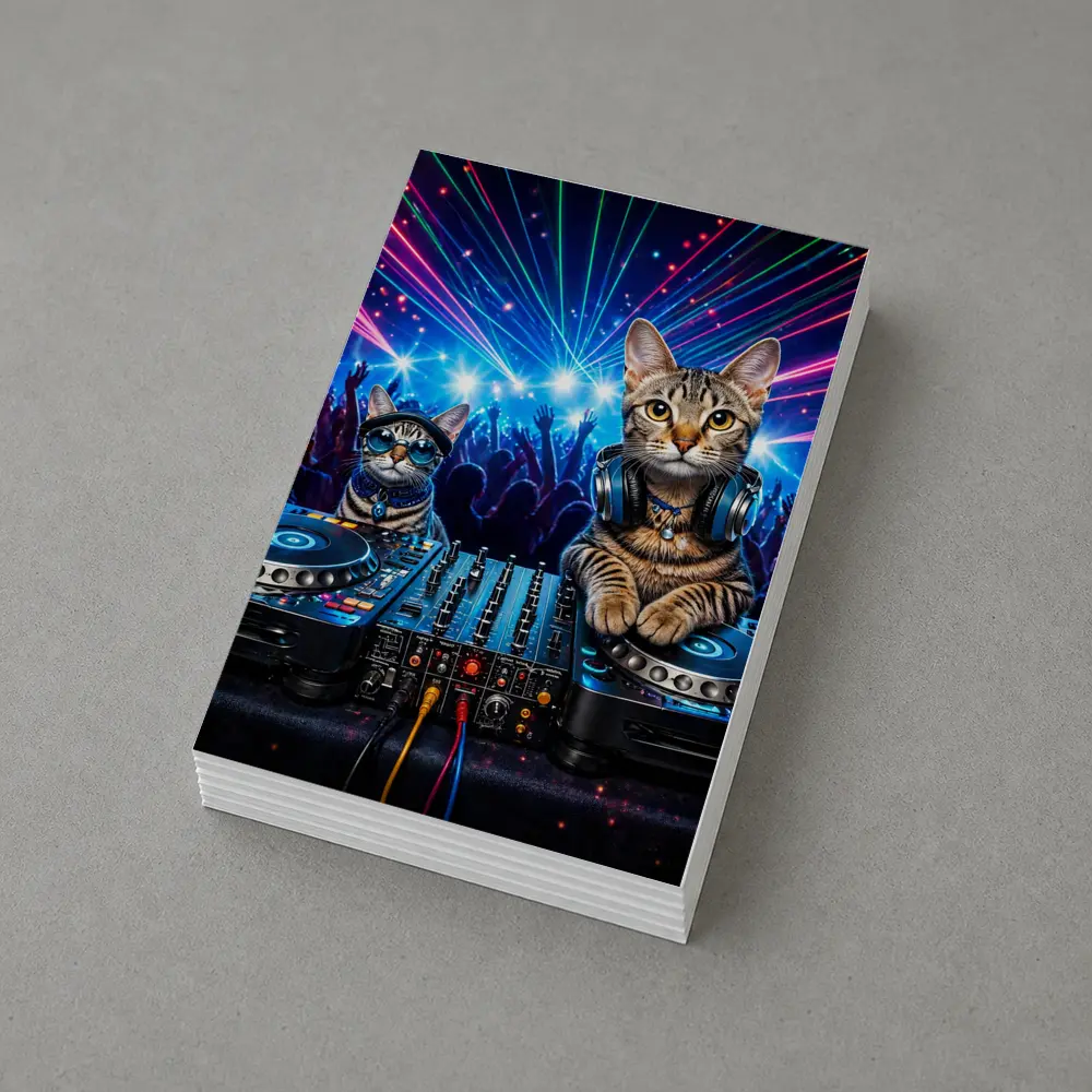Egyptian Mau Cats DJing Neon Club Night – Postcards