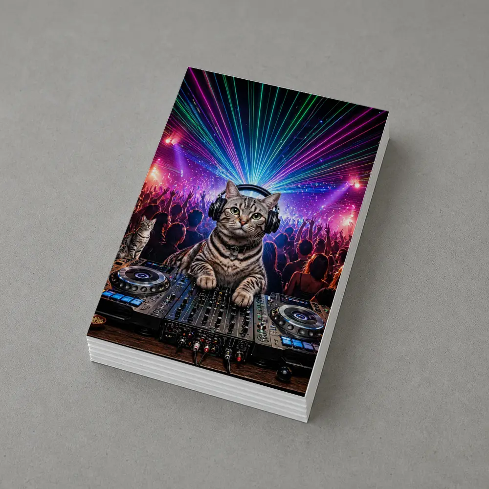 Egyptian Mau Cat DJ Neon Dance Party – Postcards