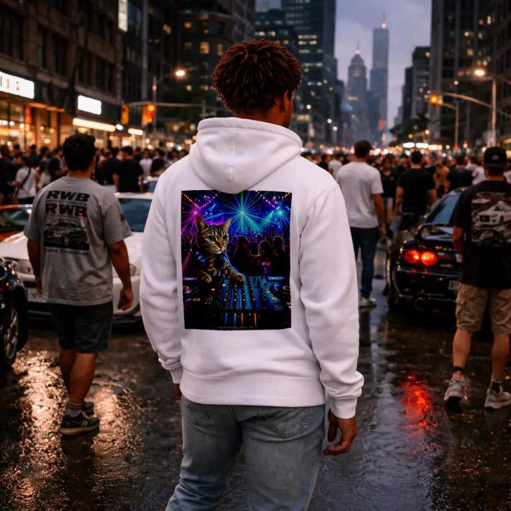 Egyptian Mau DJ Cat Neon Club Party – Hoodies