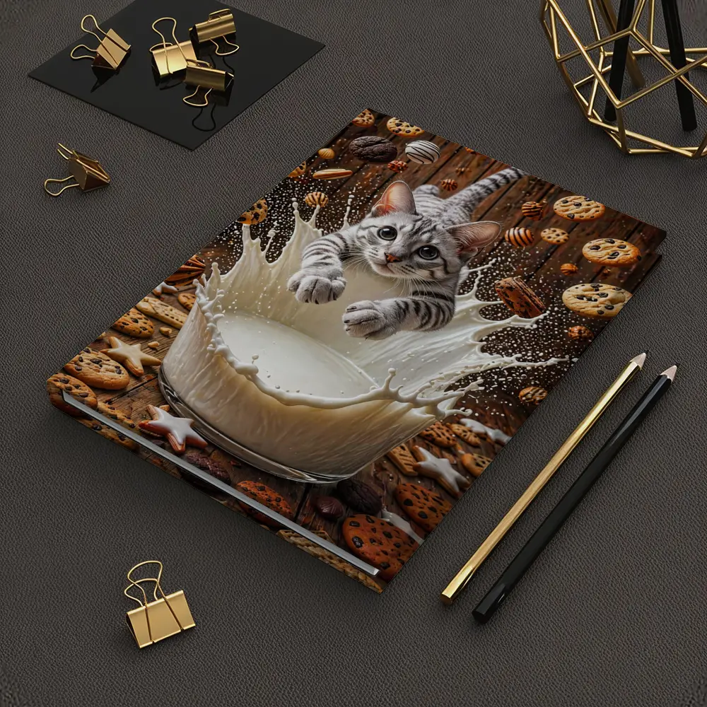 Egyptian Mau Cat Diving Into Milk Cookies – Notebooks