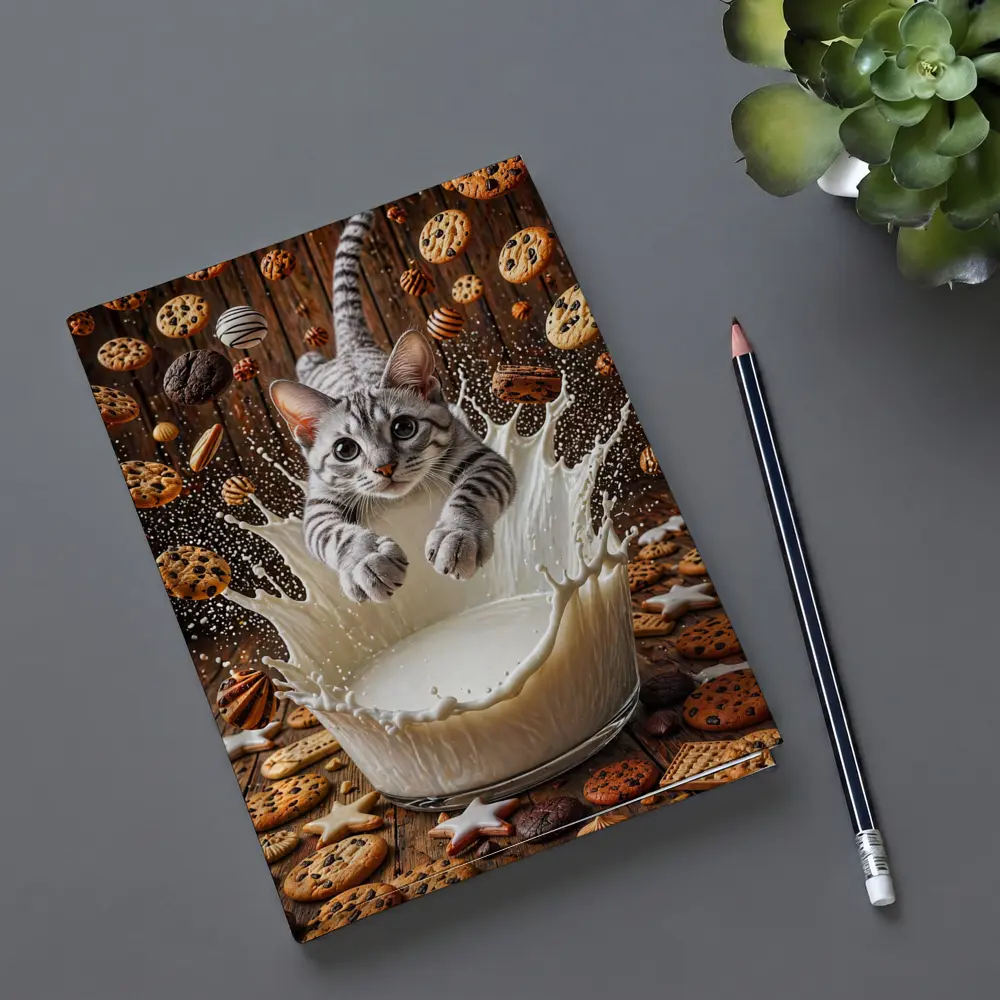 Egyptian Mau Cat Diving Into Milk Cookies – Notebooks