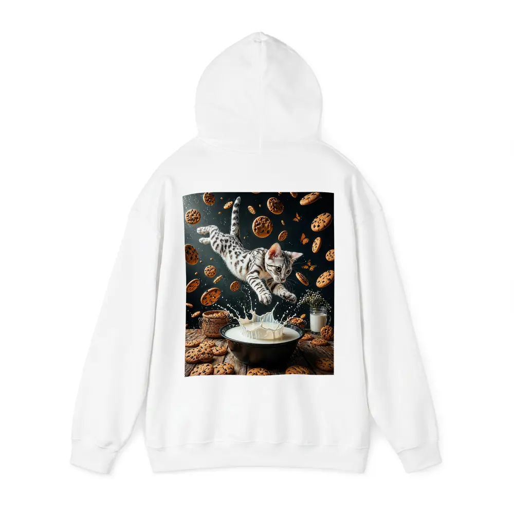 Egyptian Mau Cat Leaping Into Milk Bowl – Hoodies