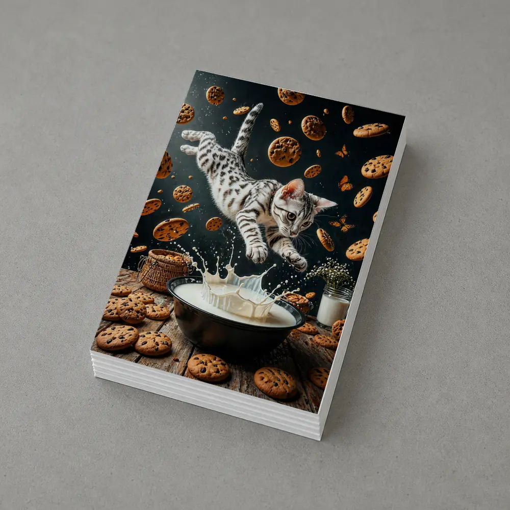Egyptian Mau Cat Leaping Into Milk Bowl – Postcards