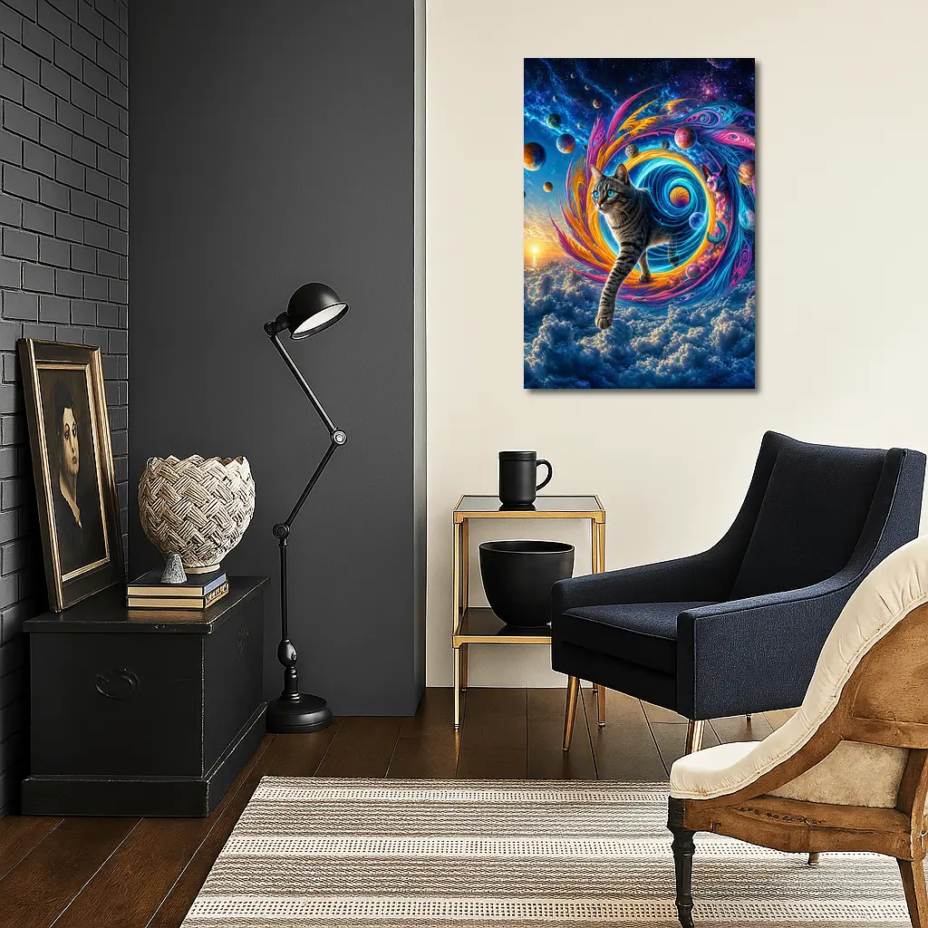 Egyptian Mau Cat Cosmic Space Swirl Art – Wall Art