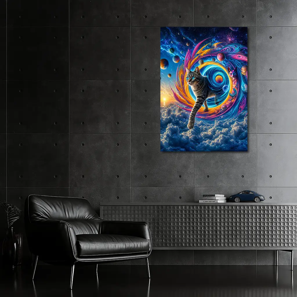 Egyptian Mau Cat Cosmic Space Swirl Art – Wall Art