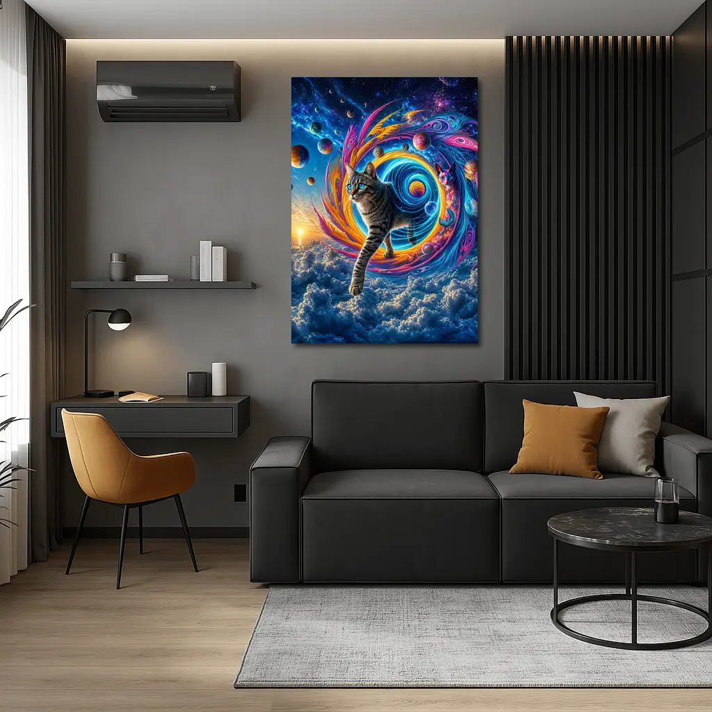 Egyptian Mau Cat Cosmic Space Swirl Art – Wall Art