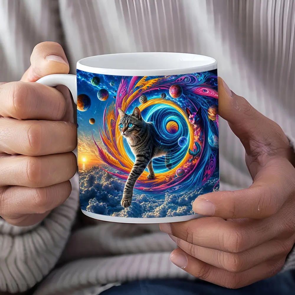 Egyptian Mau Cat Cosmic Space Swirl Art – Mugs