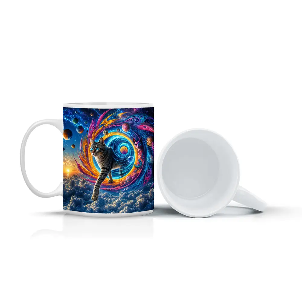 Egyptian Mau Cat Cosmic Space Swirl Art – Mugs