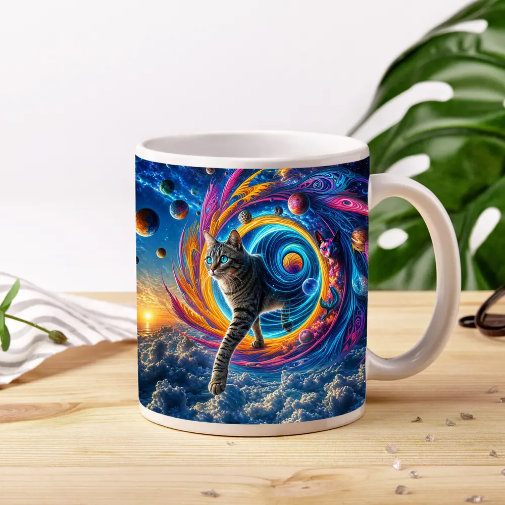 Egyptian Mau Cat Cosmic Space Swirl Art – Mugs