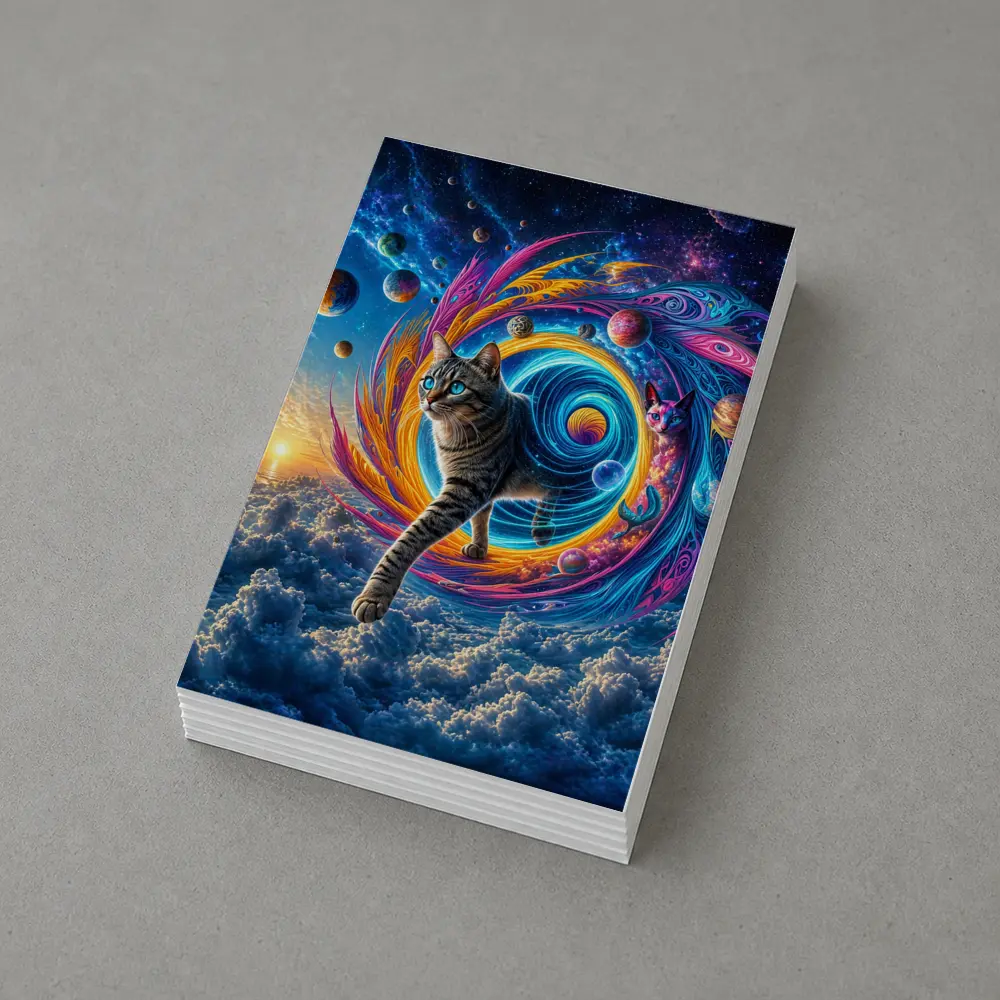 Egyptian Mau Cat Cosmic Space Swirl Art – Postcards