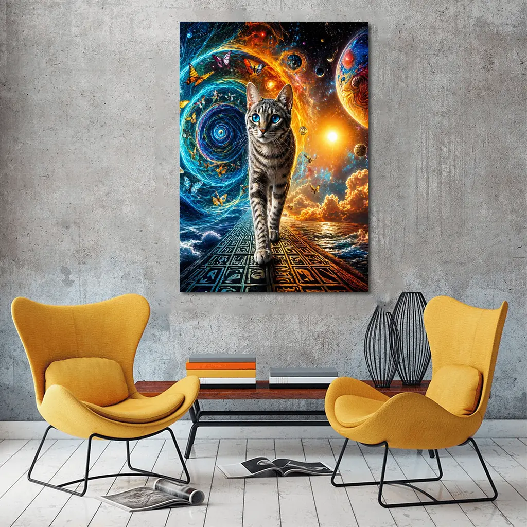 Egyptian Mau Cat Cosmic Space Fantasy Art – Wall Art