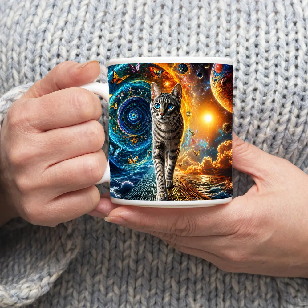 Egyptian Mau Cat Cosmic Space Fantasy Art – Mugs