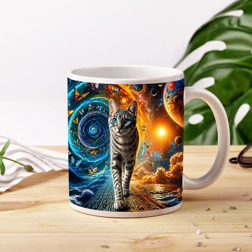 Egyptian Mau Cat Cosmic Space Fantasy Art – Mugs