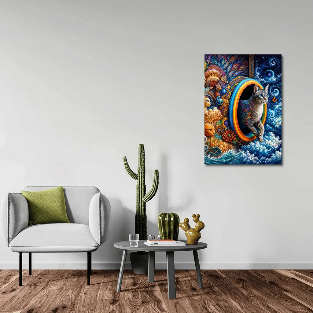 Egyptian Mau Cat Psychedelic Cosmic Portal Art – Wall Art