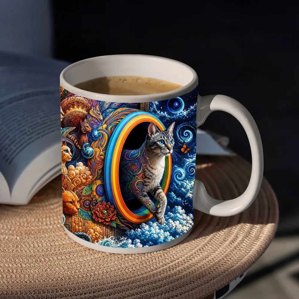 Egyptian Mau Cat Psychedelic Cosmic Portal Art – Mugs