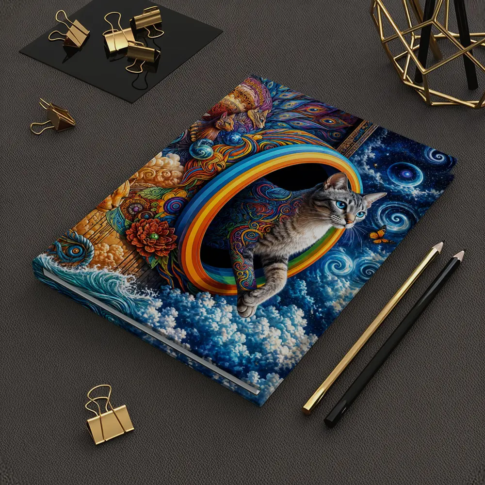 Egyptian Mau Cat Psychedelic Cosmic Portal Art – Notebooks