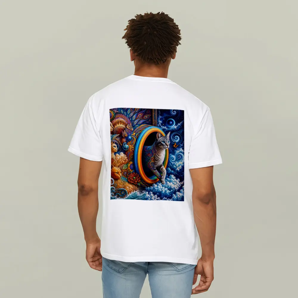 Egyptian Mau Cat Psychedelic Cosmic Portal Art – T-Shirts