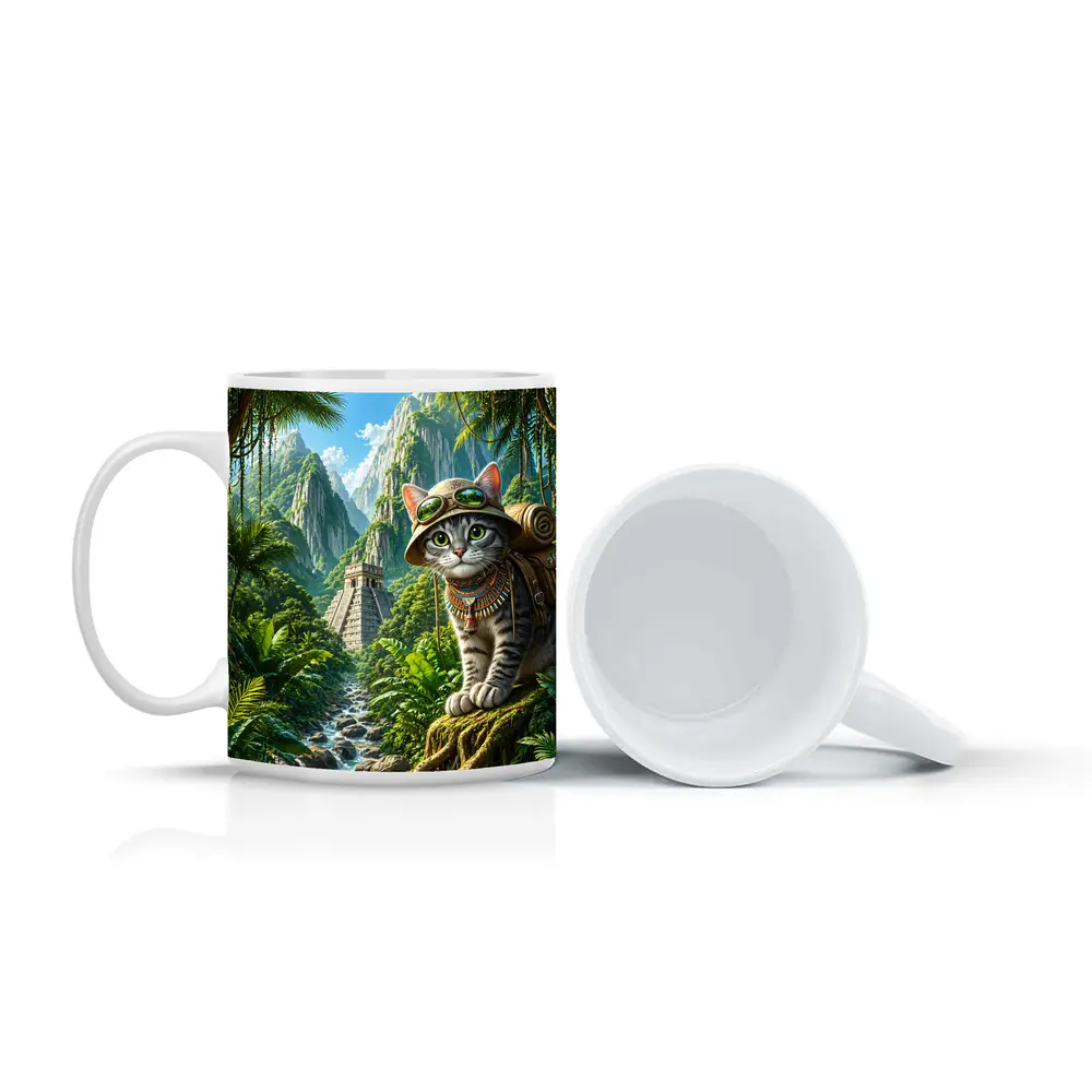 Explorer Cat Jungle Ancient Temple Adventure – Mugs