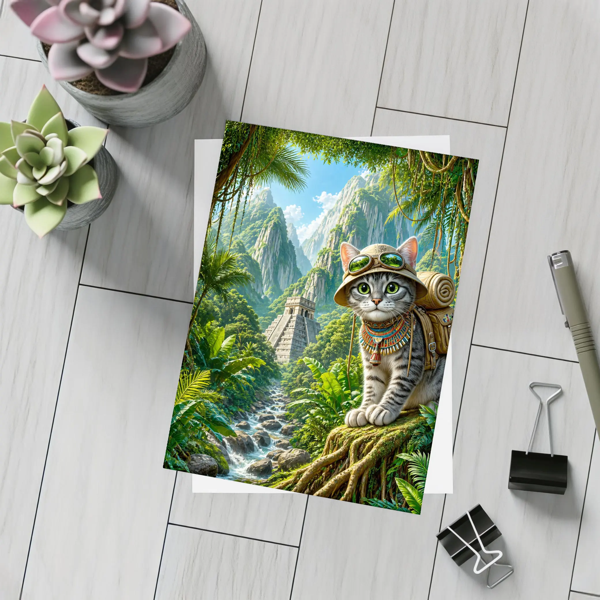 Explorer Cat Jungle Ancient Temple Adventure – Postcards