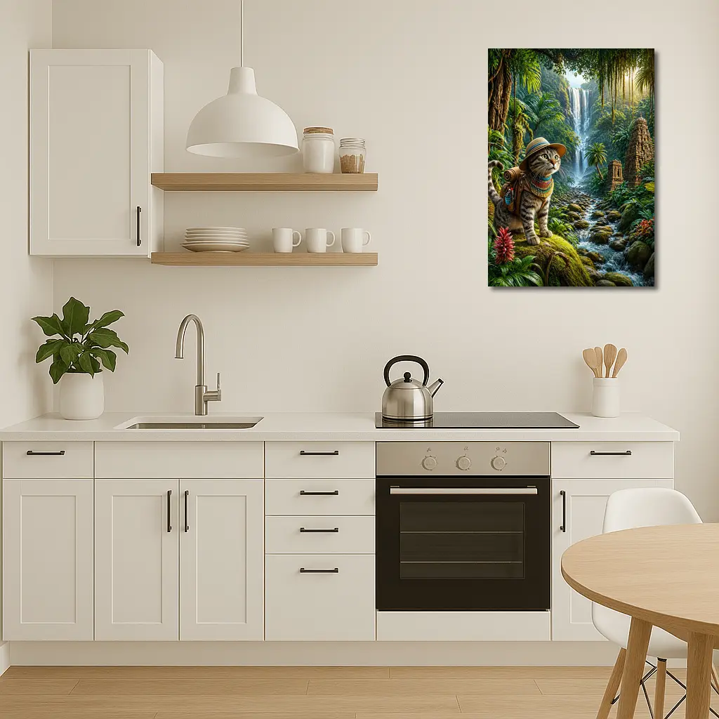 Egyptian Mau Explorer Cat Jungle Waterfall – Wall Art