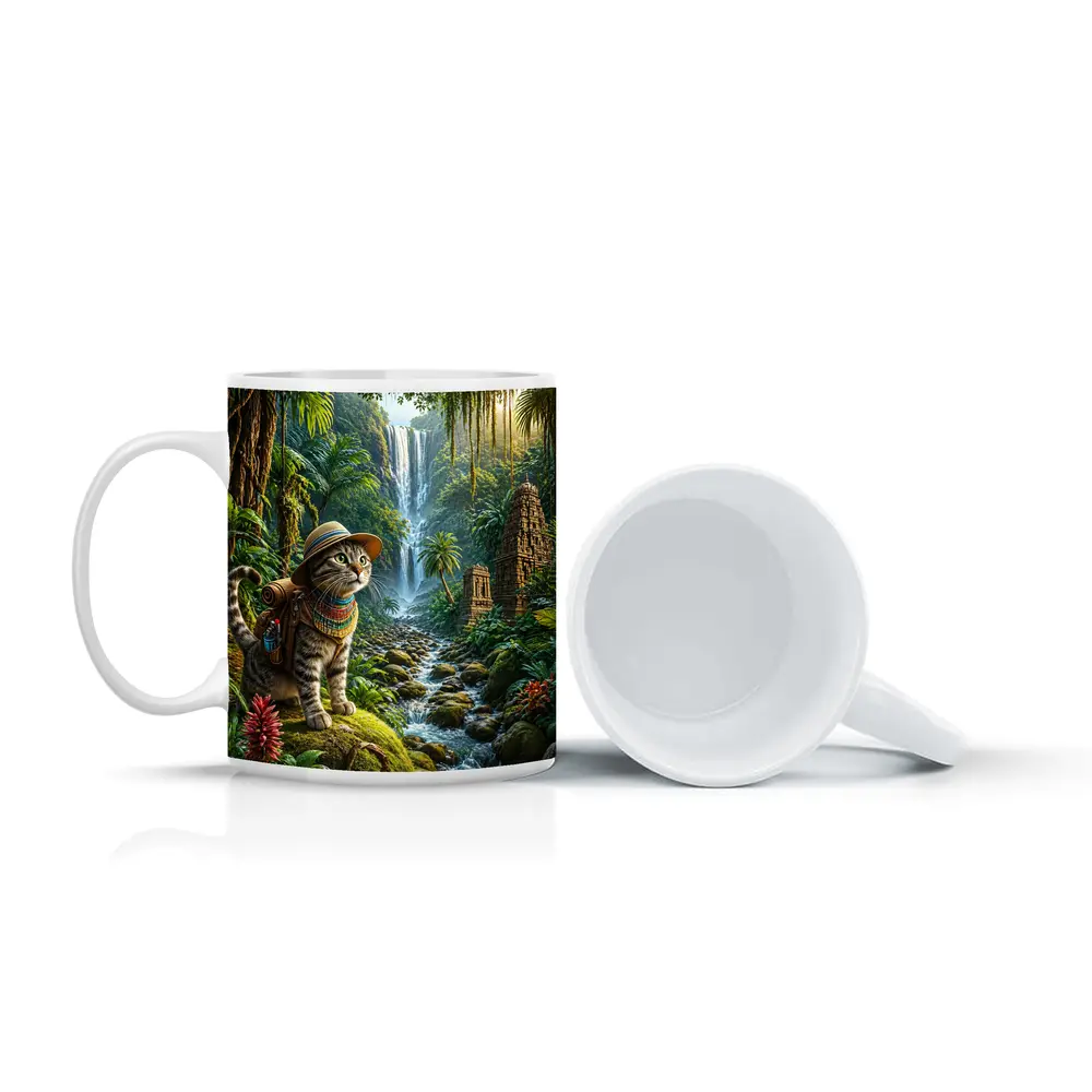 Egyptian Mau Explorer Cat Jungle Waterfall – Mugs