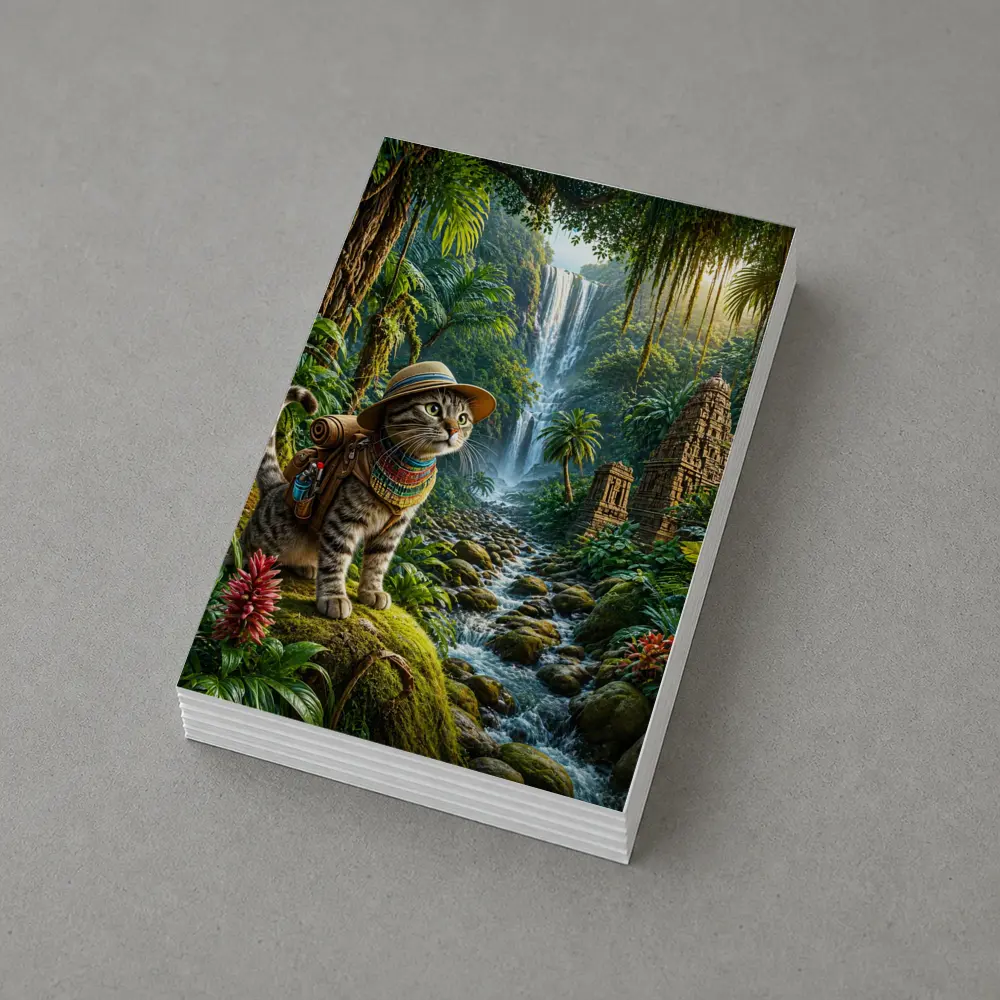 Egyptian Mau Explorer Cat Jungle Waterfall – Postcards
