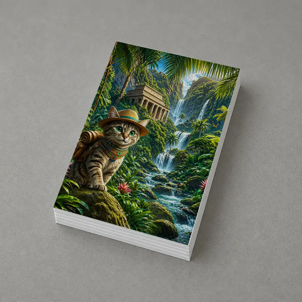 Egyptian Mau Explorer Cat Jungle Waterfall Temple – Postcards