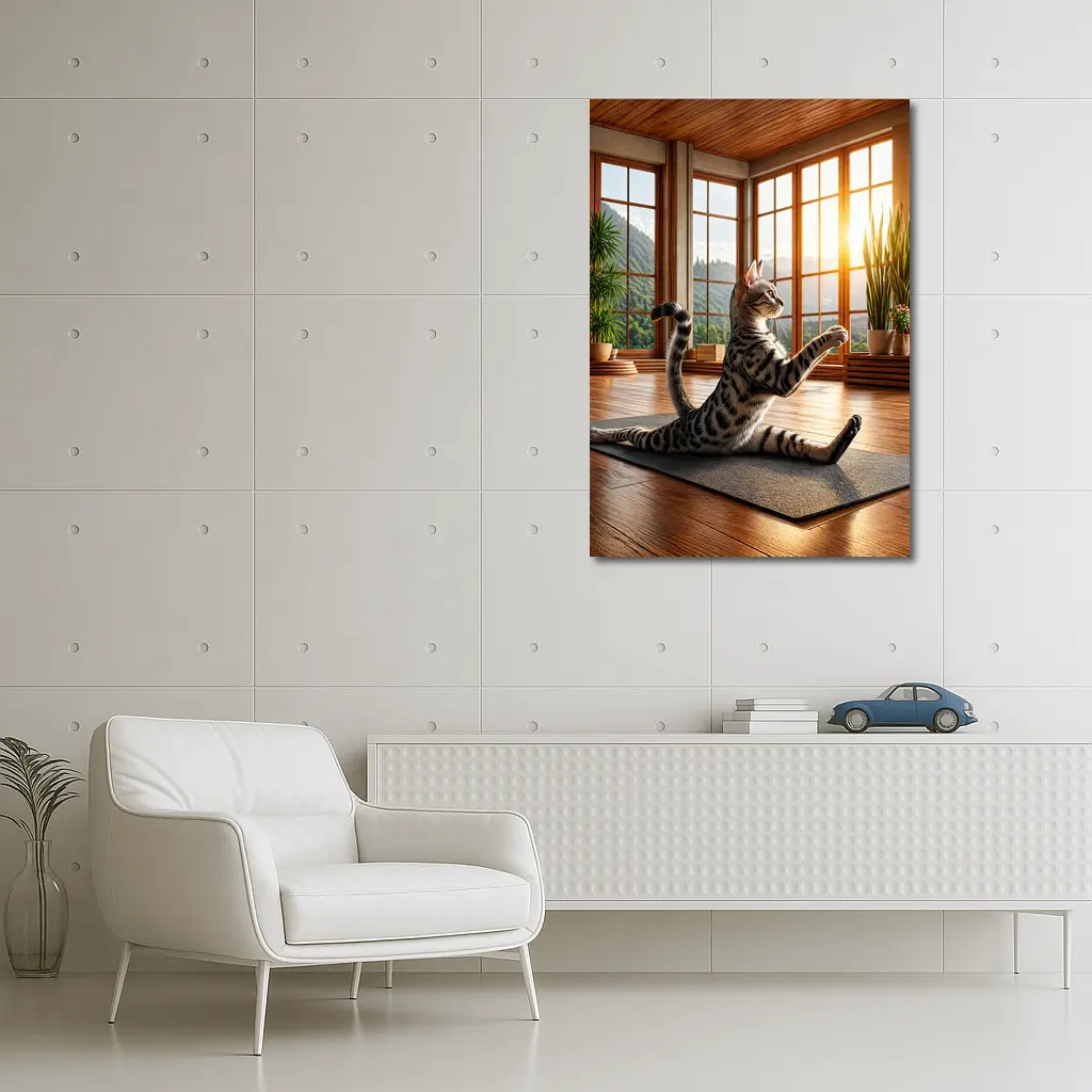 Egyptian Mau Cat Doing Yoga Sunny Studio – Wall Art