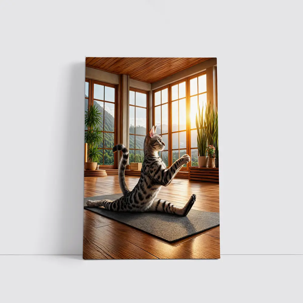 Egyptian Mau Cat Doing Yoga Sunny Studio – Wall Art