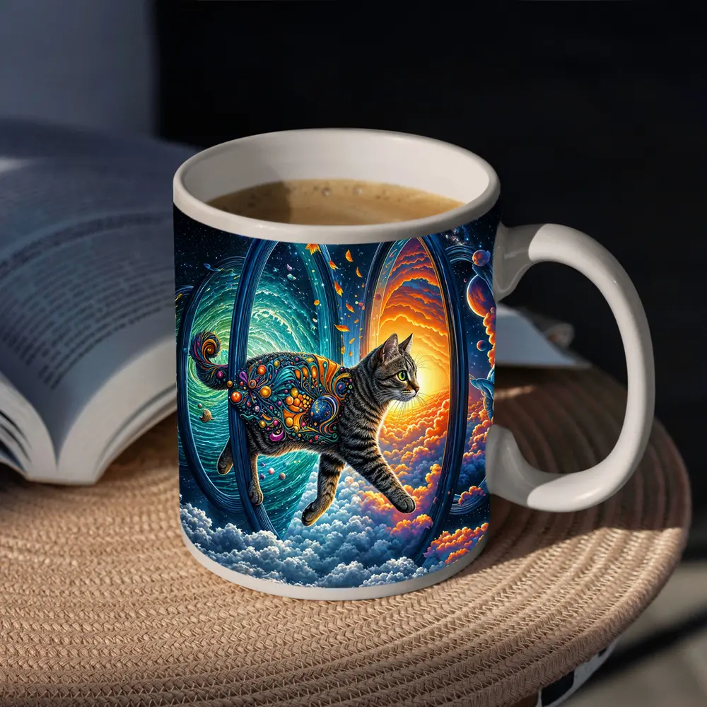 Egyptian Mau Cat Cosmic Space Trippy Art – Mugs