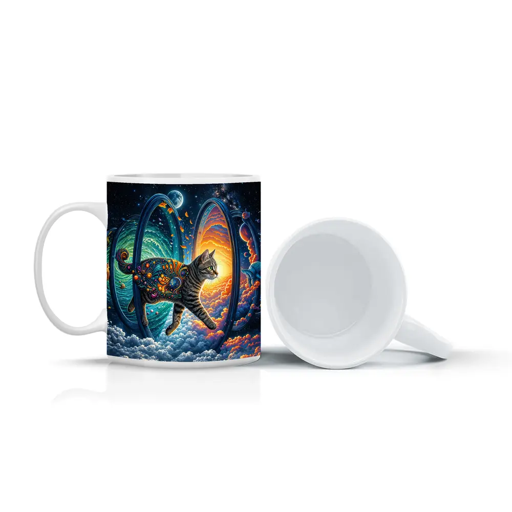 Egyptian Mau Cat Cosmic Space Trippy Art – Mugs