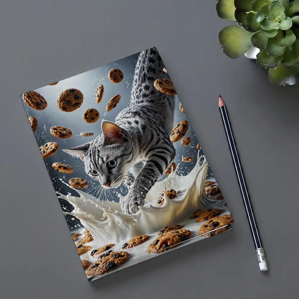 Egyptian Mau Cat Milk Splash Flying Cookies – Notebooks