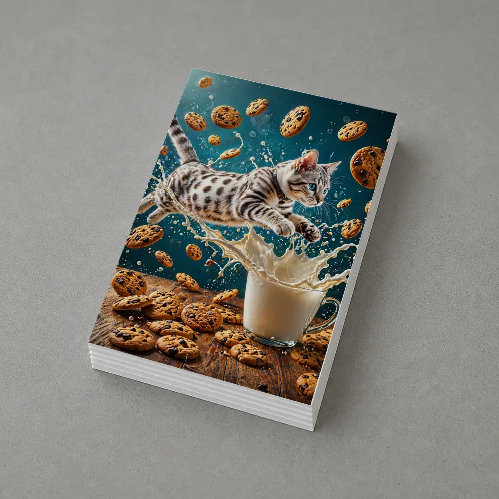 Egyptian Mau Kitten Leaping Into Milk Splash – Postcards