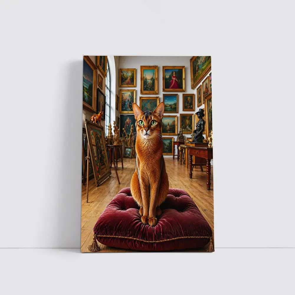 Abyssinian Cat Sitting in Art Gallery – Wall Art