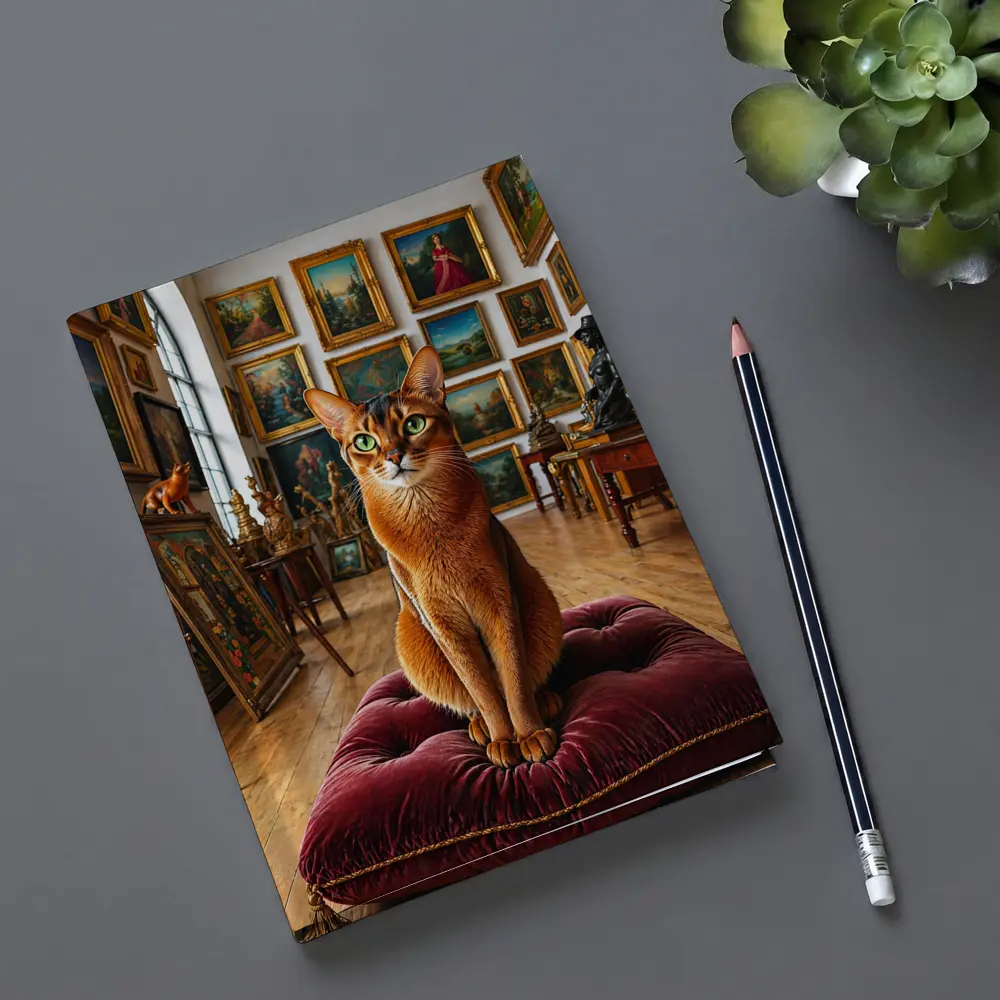 Abyssinian Cat Sitting in Art Gallery – Notebooks