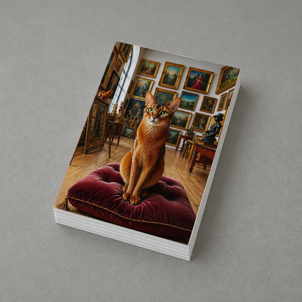 Abyssinian Cat Sitting in Art Gallery – Postcards
