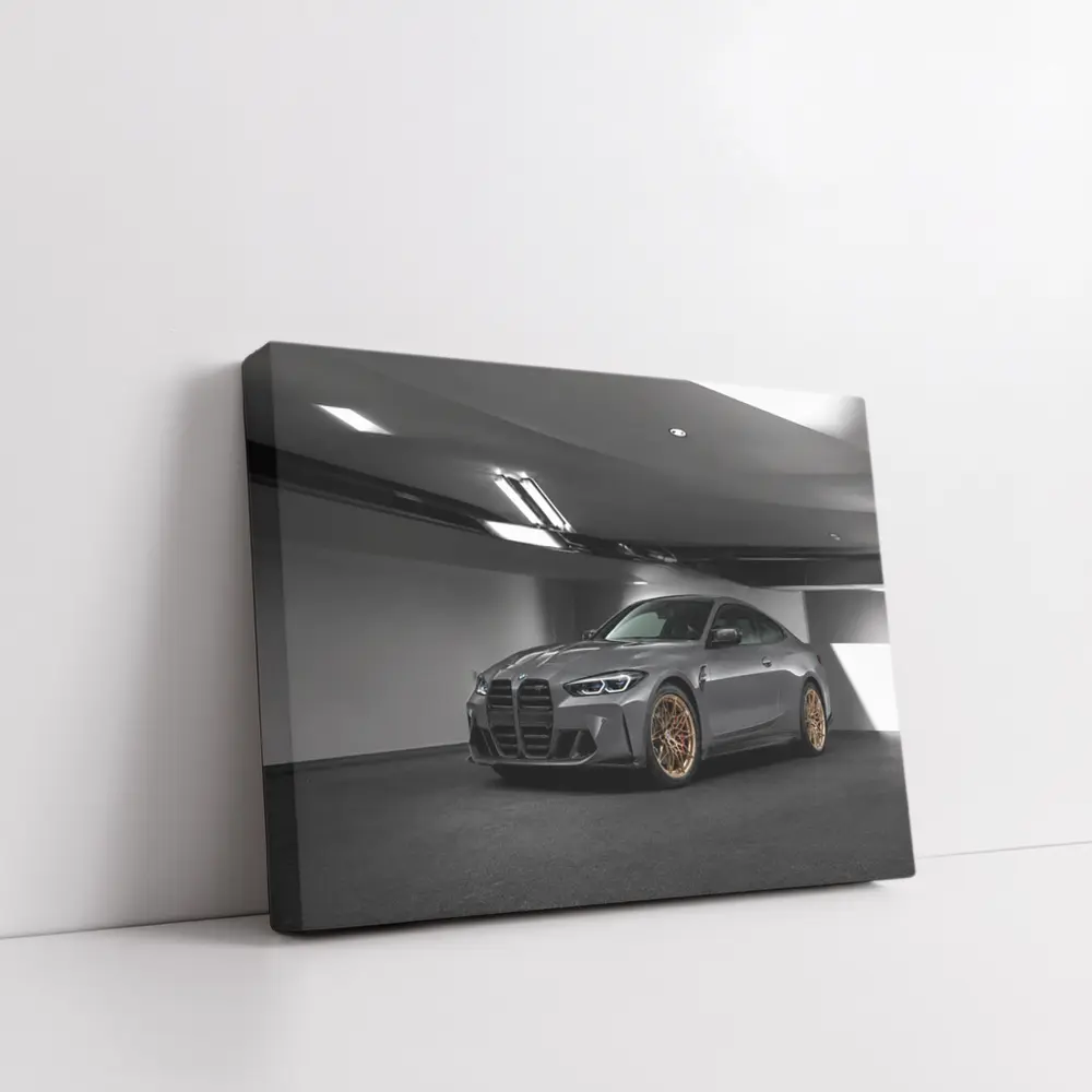 BMW M4 Gray Coupe Gold Rims Garage – Wall Art