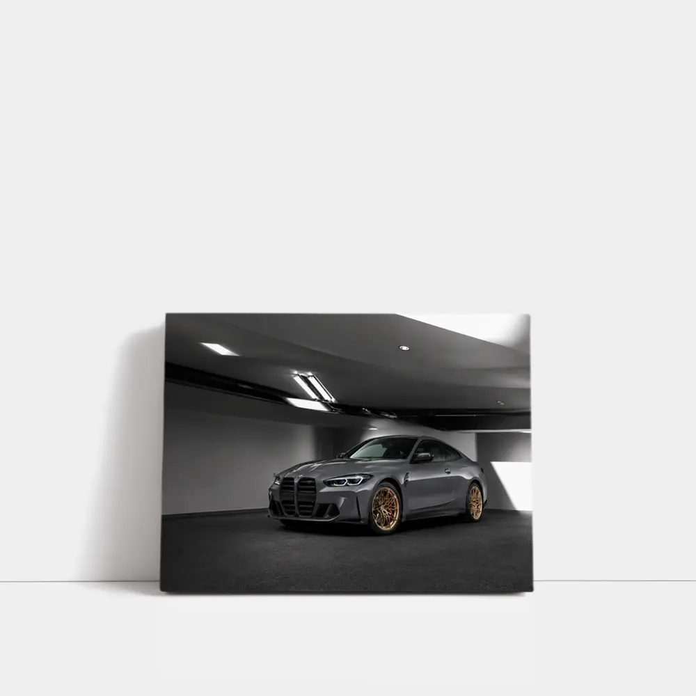 BMW M4 Gray Coupe Gold Rims Garage – Wall Art