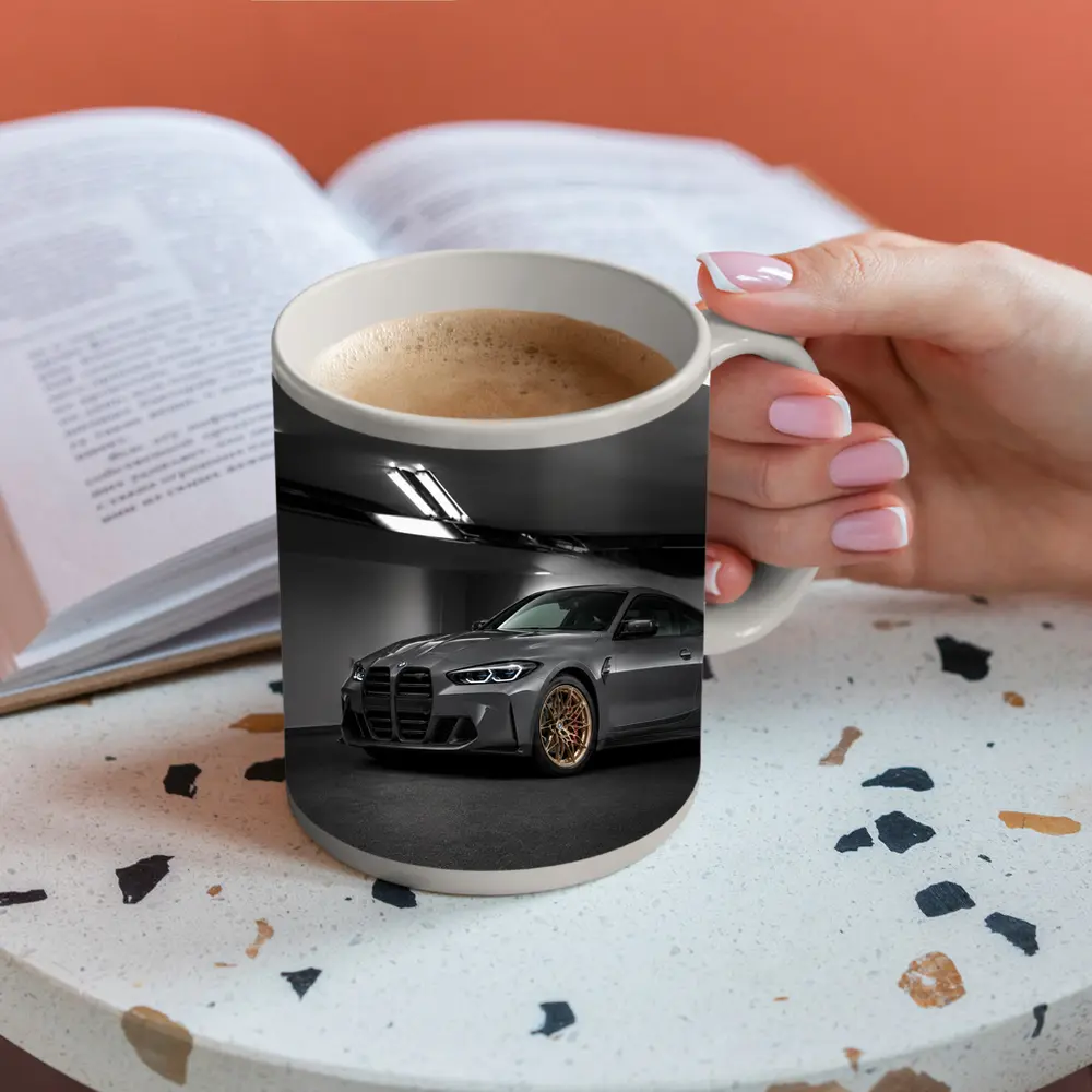 BMW M4 Gray Coupe Gold Rims Garage – Mugs
