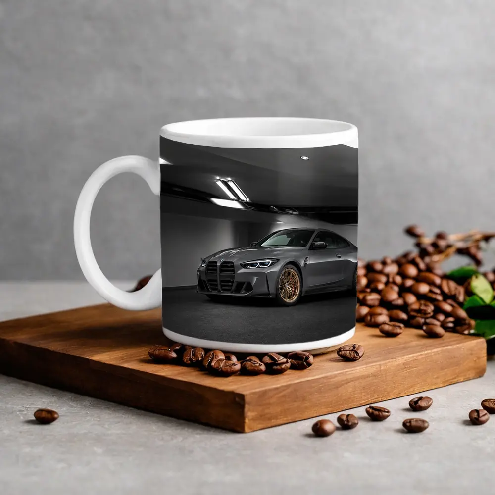 BMW M4 Gray Coupe Gold Rims Garage – Mugs