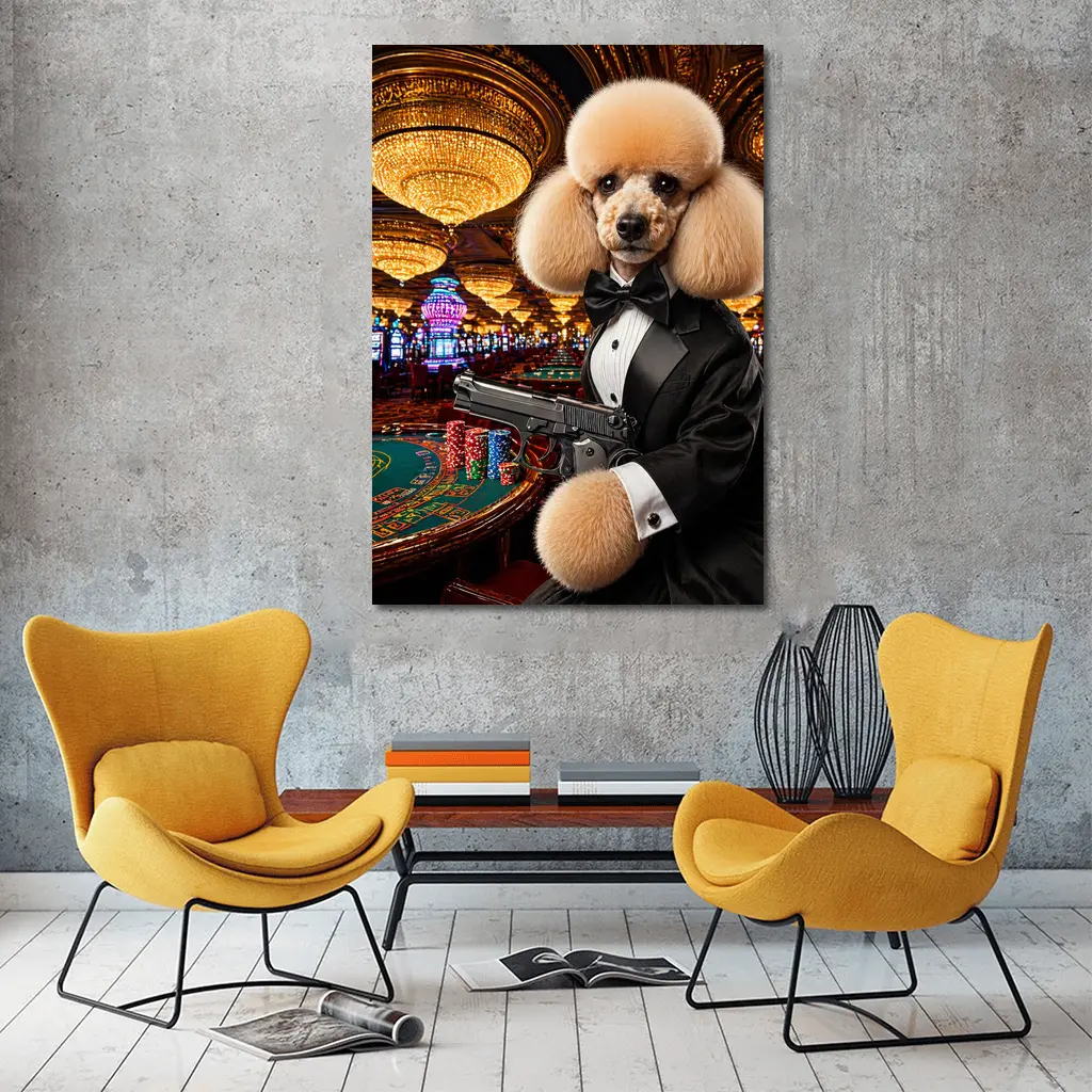 Poodle In Tuxedo Casino Gun Wall Art – Wall Art