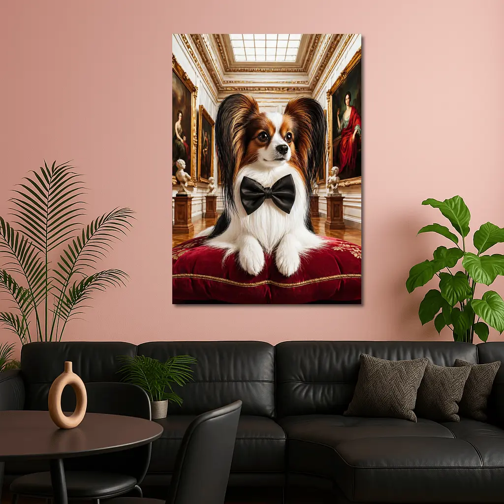 Papillon Dog Wearing Bow Tie Museum Gallery – Wall Art