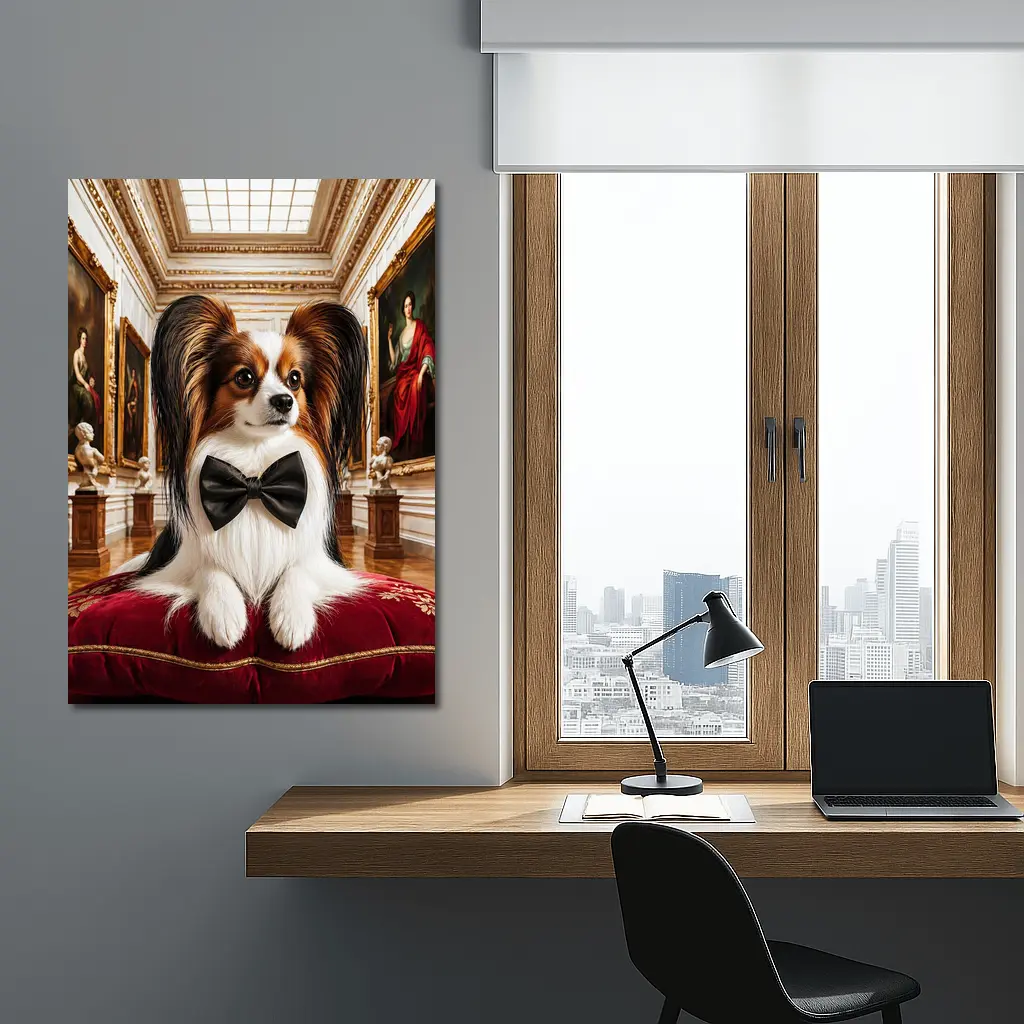 Papillon Dog Wearing Bow Tie Museum Gallery – Wall Art