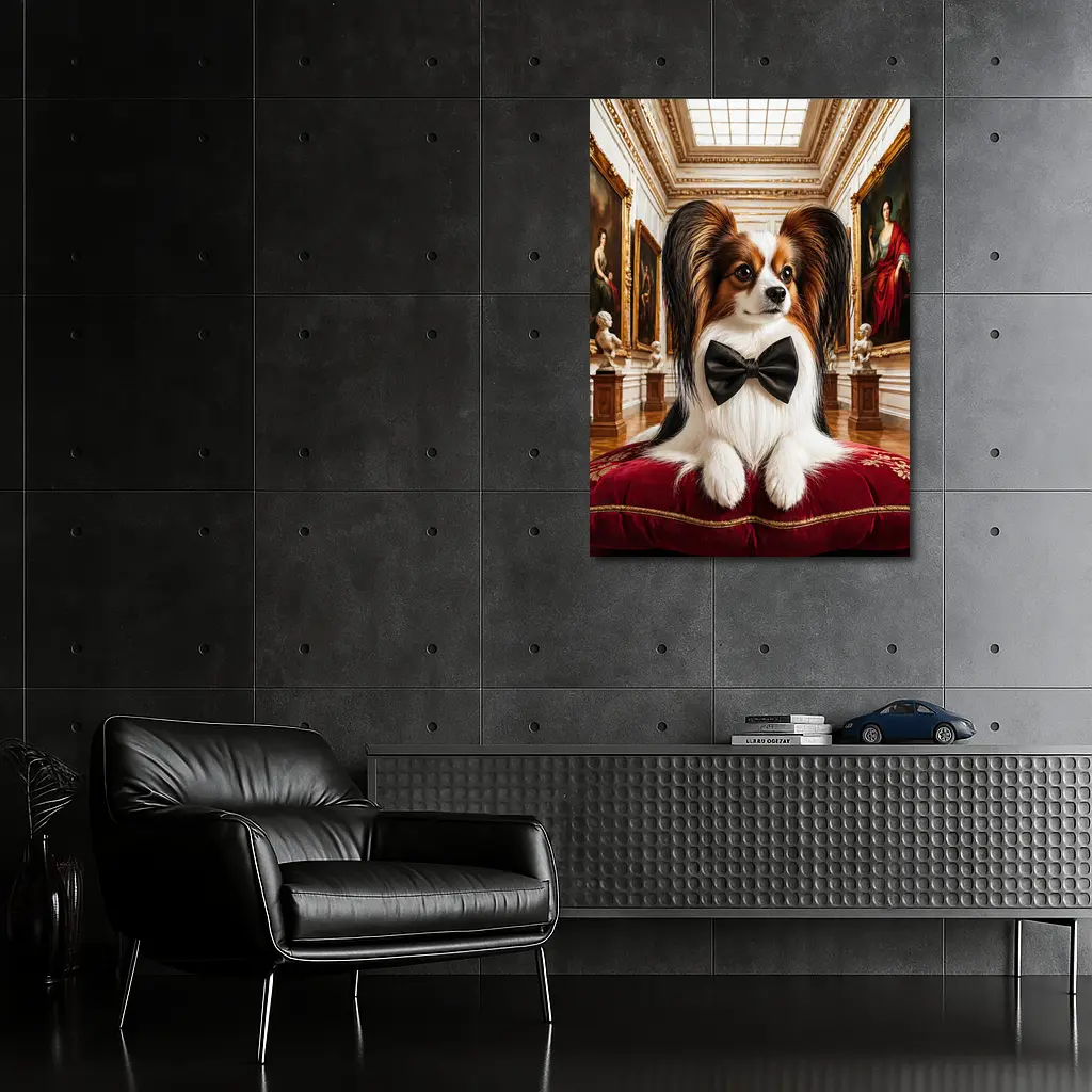 Papillon Dog Wearing Bow Tie Museum Gallery – Wall Art