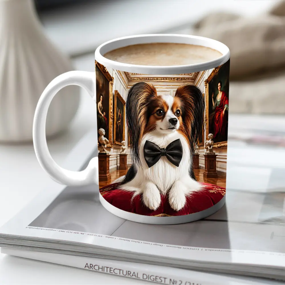 Papillon Dog Wearing Bow Tie Museum Gallery – Mugs