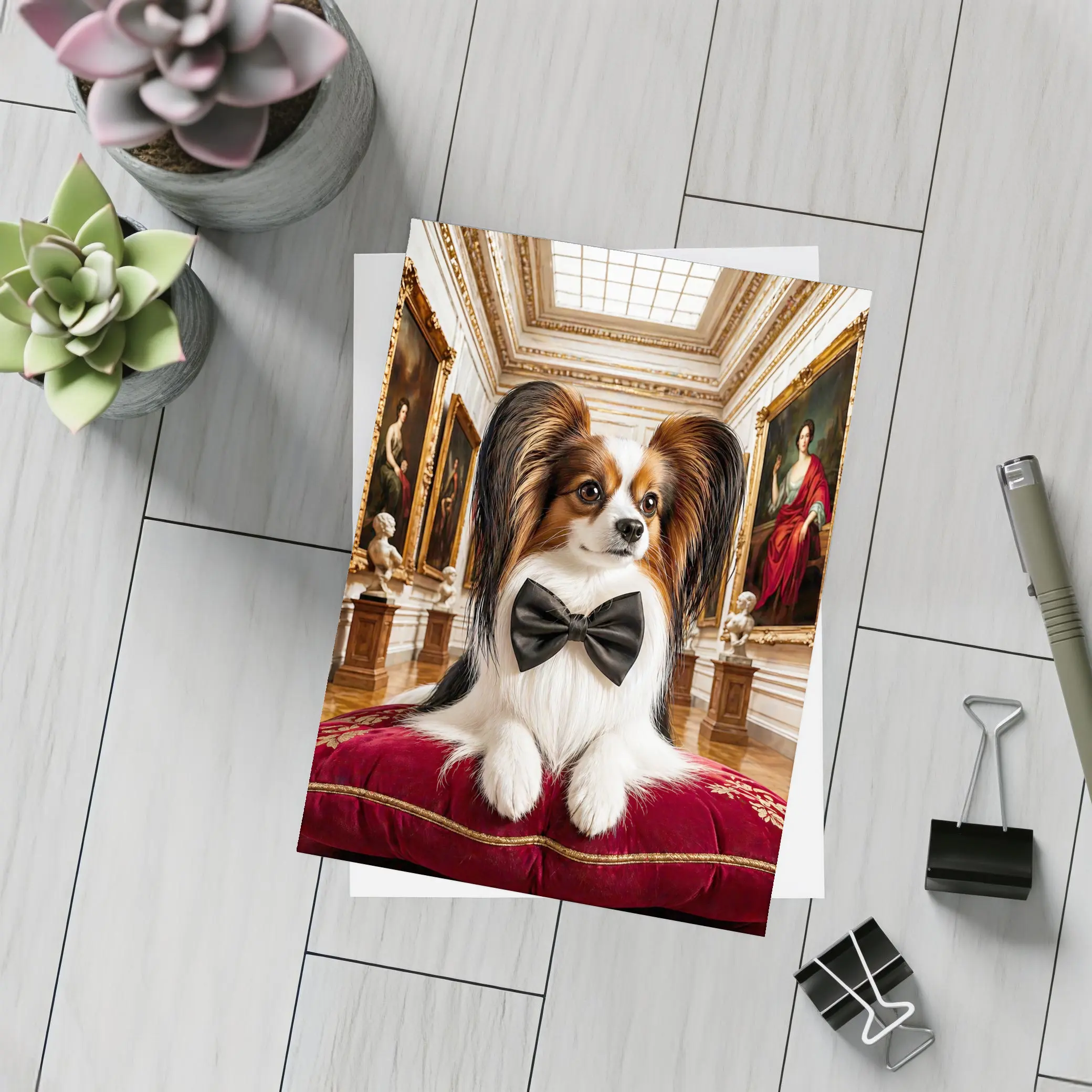 Papillon Dog Wearing Bow Tie Museum Gallery – Postcards